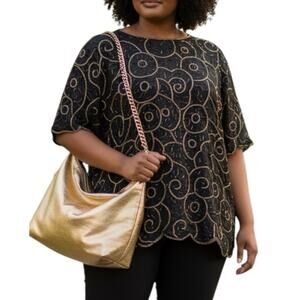 Gunnit Fashions Beaded Silk Top Sz 4X